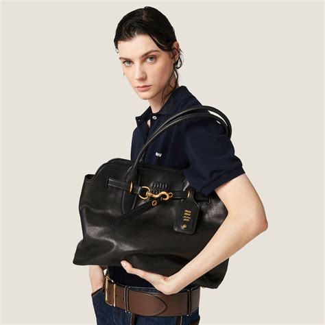 miu miu nappa|Black Aventure Nappa Leather Bag .